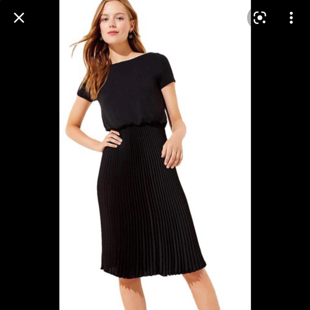 Loft black pleated dress